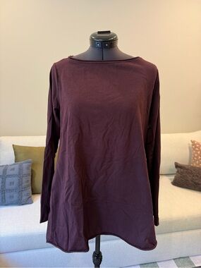Women's Long-Sleeve Boatneck Top - Deep Plum